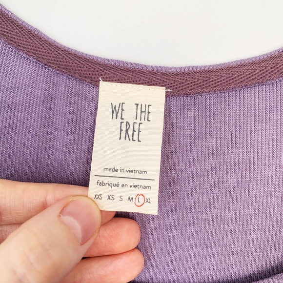 Free People Love Valley Long Sleeve Top Purple Tee - Picture 10 of 16